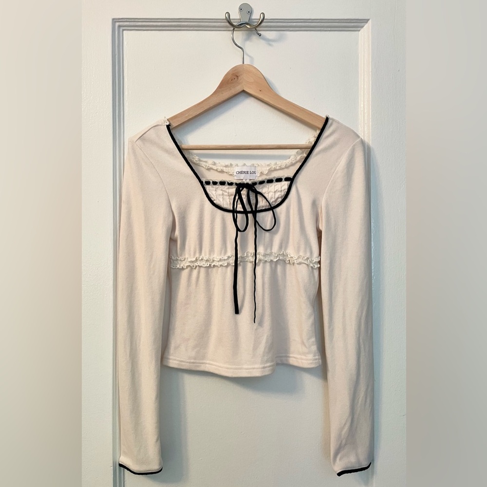 Cherie Lou long sleeve top with bow.